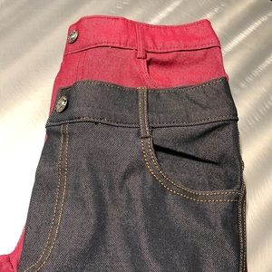 Iconoflash Stretch Jeggings-2 Pairs (One Blue & One Burgundy) Size L